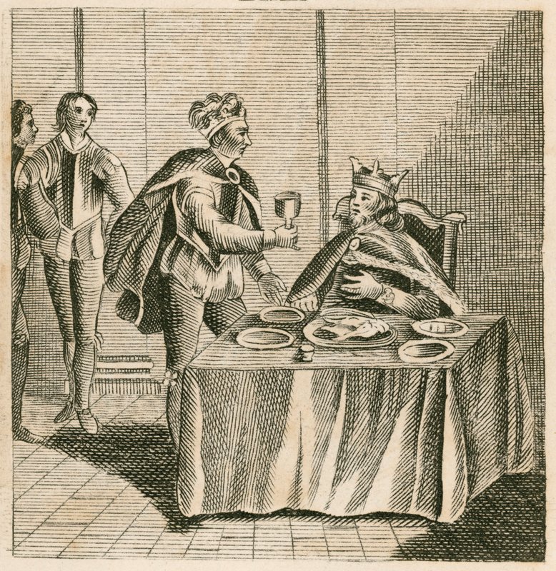Edward, de Zwarte Prins, bedient zijn gevangene, koning Jan II van Frankrijk door English School