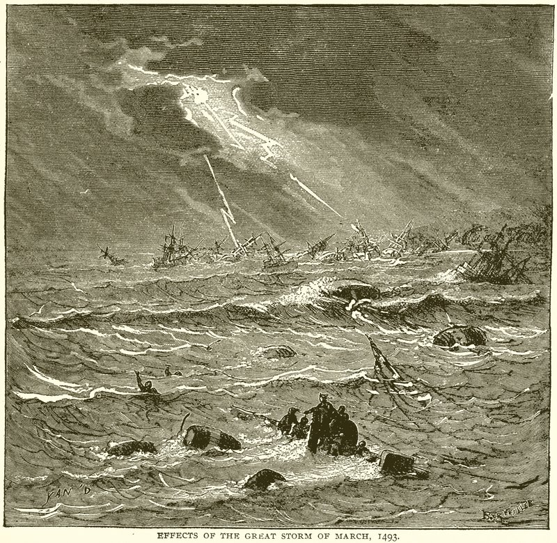 Gevolgen van de grote storm van maart 1493 door English School