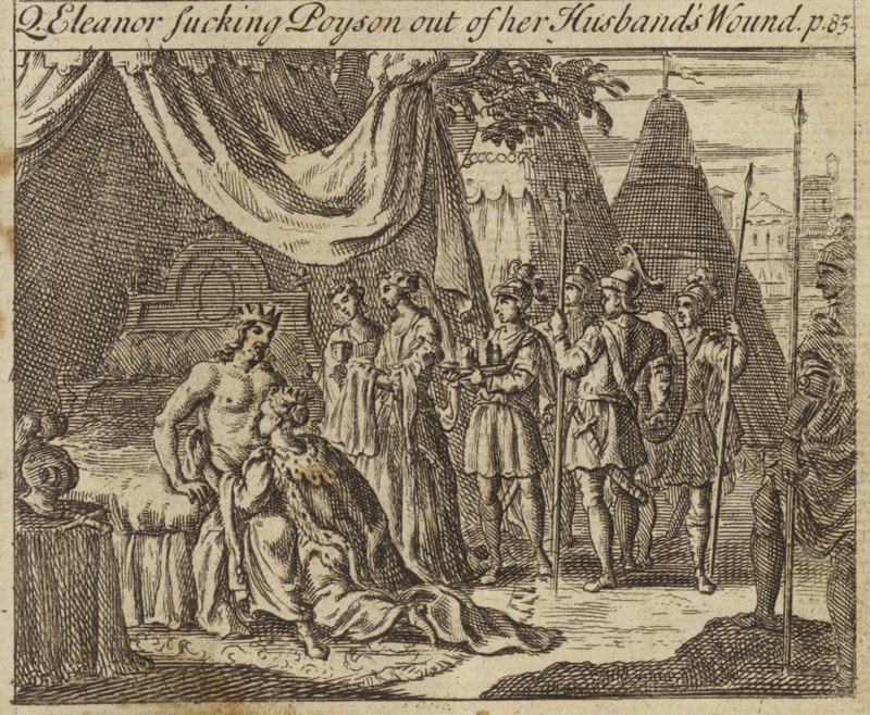 Eleanor van Castilië, Koningin-Gemalin van Koning Edward I van Engeland, zuigt gif uit de wond van haar man, opgelopen bij een moordaanslag in Akko, 1272 door English School