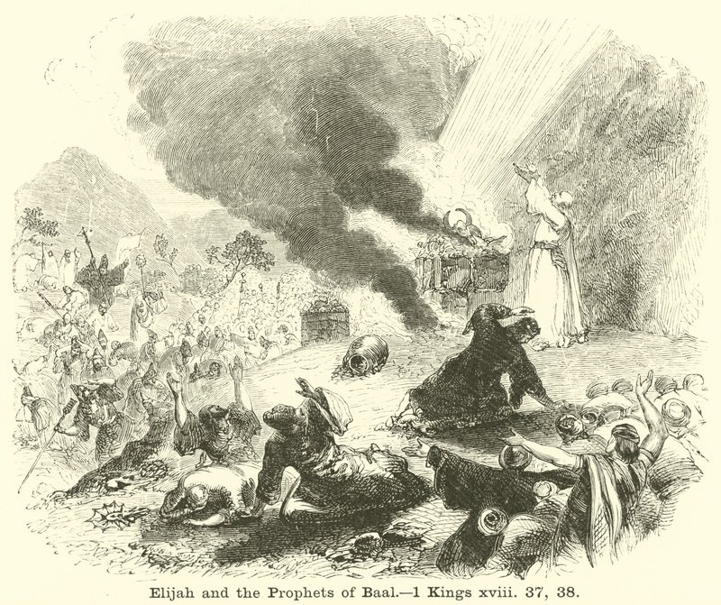 Elia en de profeten van Baäl, 1 Koningen, xviii, 37, 38 door English School