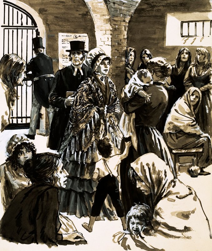 Elizabeth Fry werd een voorvechter van gevangenishervormingen na een bezoek aan Newgate Prison door English School
