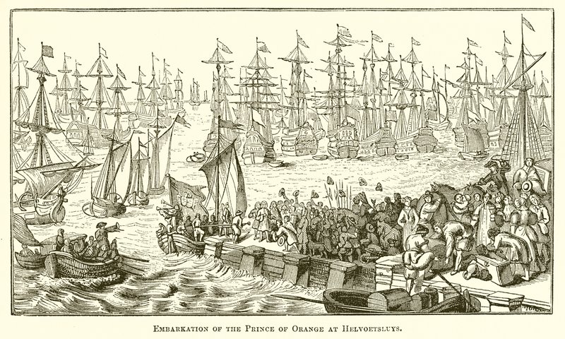 Inscheping van de Prins van Oranje in Helvoetsluys door English School