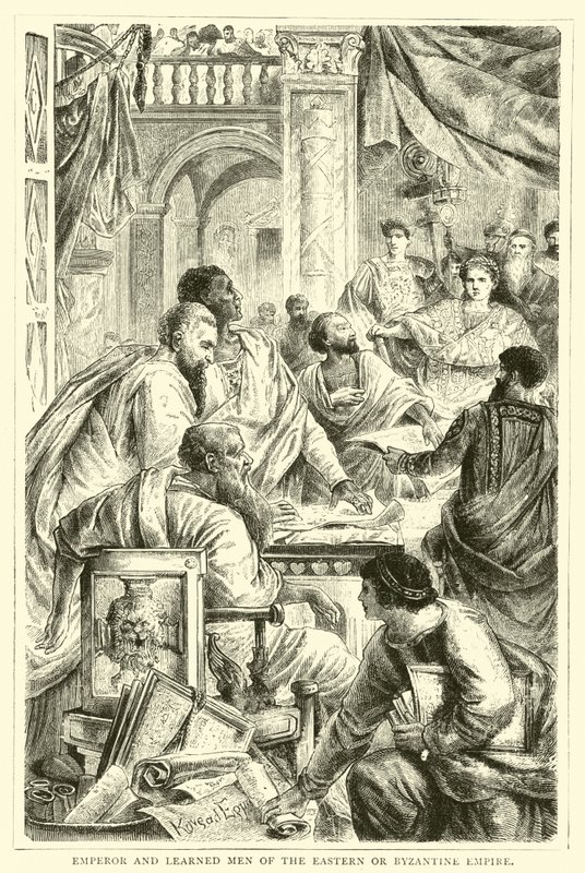 Keizer en geleerden van het Oost-Romeinse of Byzantijnse Rijk door English School