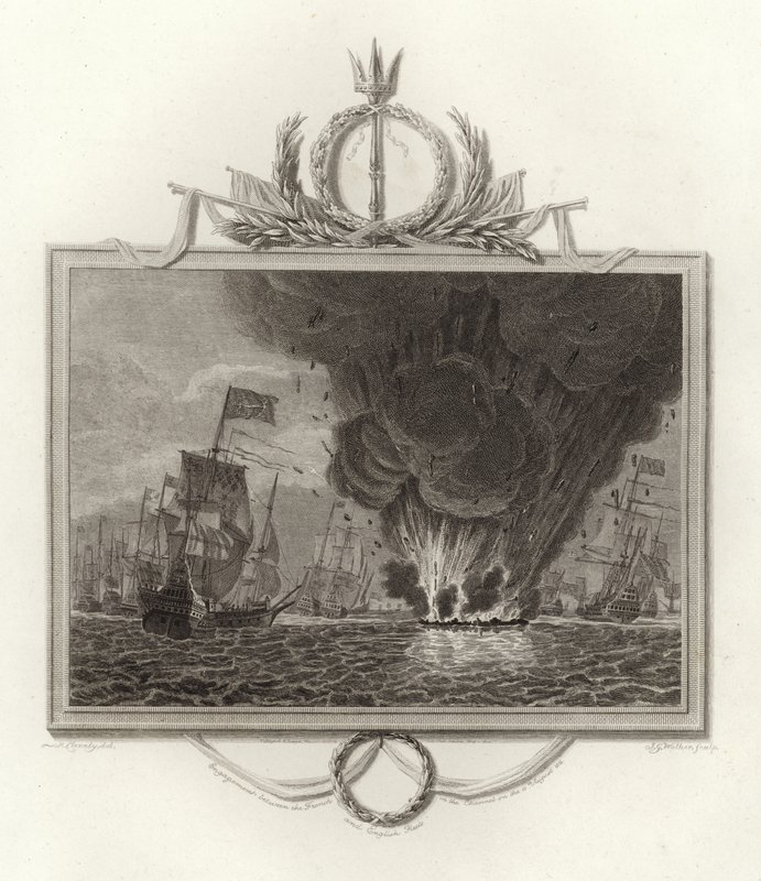 Gevecht tussen de Franse en Engelse vloten in het Kanaal op 10 augustus 1512 door English School