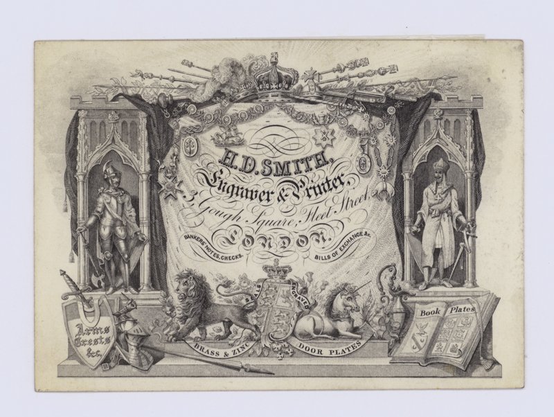 Graveur en Drukker, H D Smith, handelskaart door English School
