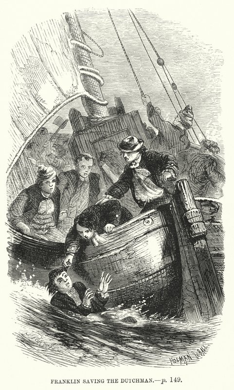 Episode in het leven van de jonge Benjamin Franklin (gravure) door English School
