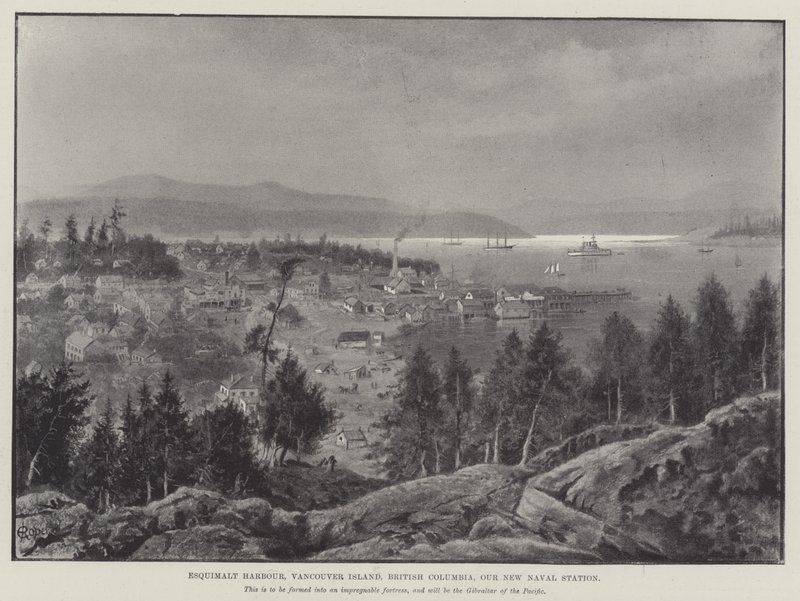 Esquimalt Haven, Vancouver Island, Brits-Columbia, Ons Nieuwe Marine Station door English School