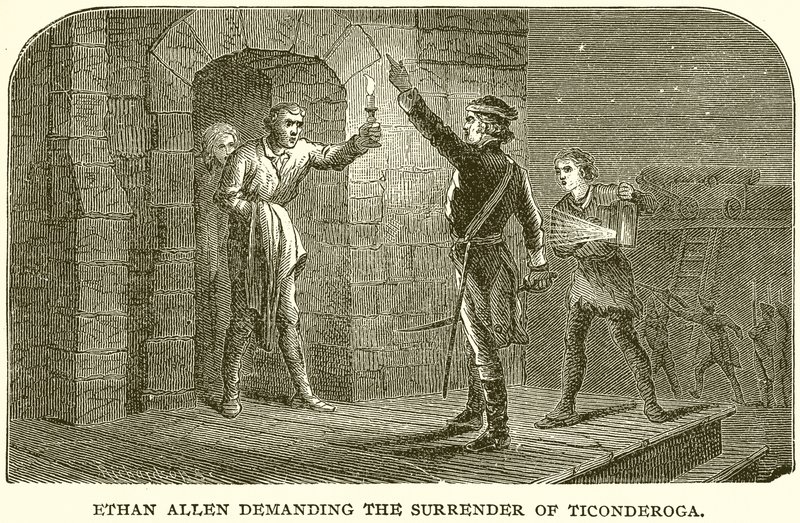 Ethan Allen eist de overgave van Ticonderoga door English School