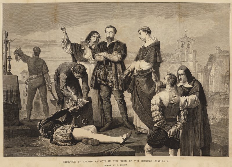 Executie van Spaanse patriotten tijdens het bewind van keizer Karel V door English School