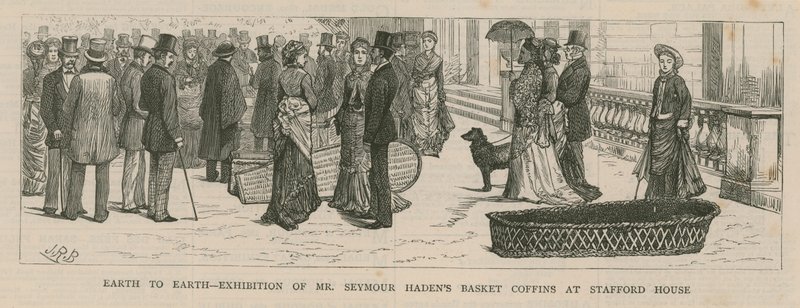 Tentoonstelling van de mandkist van Mr. Seymour Haden in Stafford House door English School