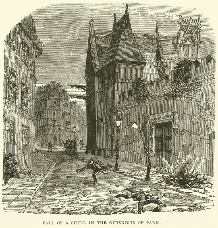 Val van een granaat in de buitenwijken van Parijs, oktober 1870 door English School