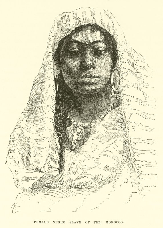 Vrouwelijke negerslavin van Fez, Marokko (gravure) door English School