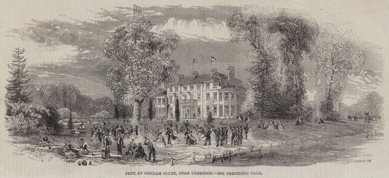 Feest in Denham Court, nabij Uxbridge (gravure) door English School