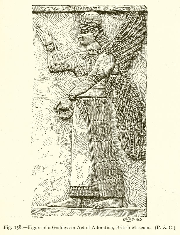 Beeld van een godin in aanbidding, British Museum door English School