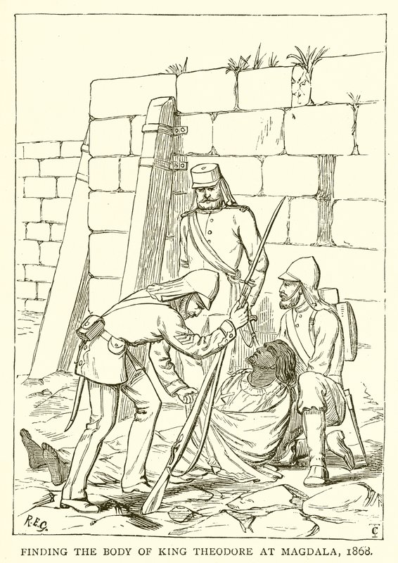 Het Vinden van het Lichaam van Koning Theodore in Magdala, 1868 door English School