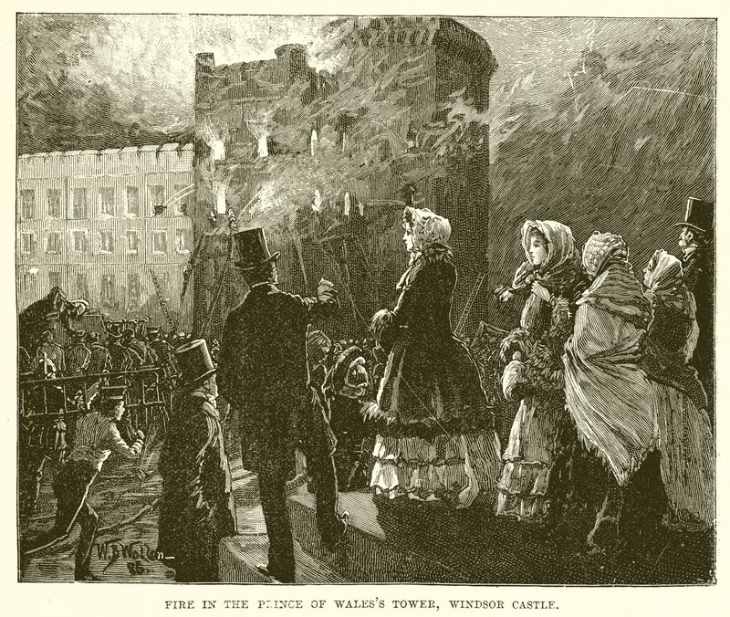 Brand in de Toren van de Prins van Wales, Windsor Castle door English School