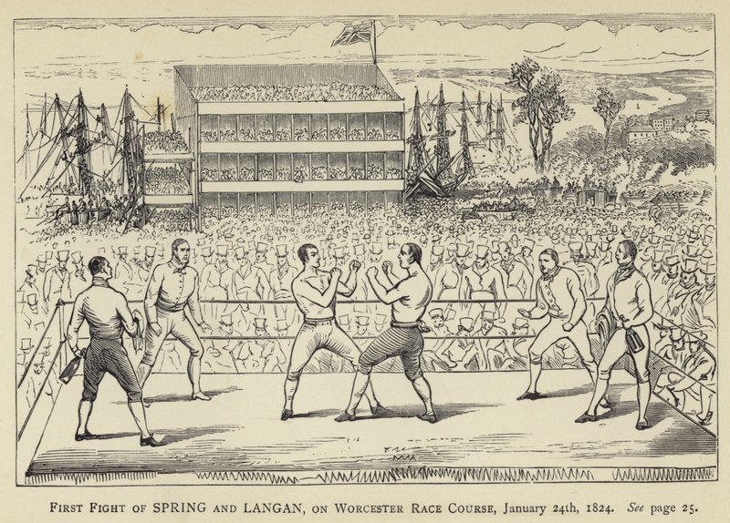Eerste gevecht van Spring en Langan, op Worcester Race Course, 24 januari 1824 door English School