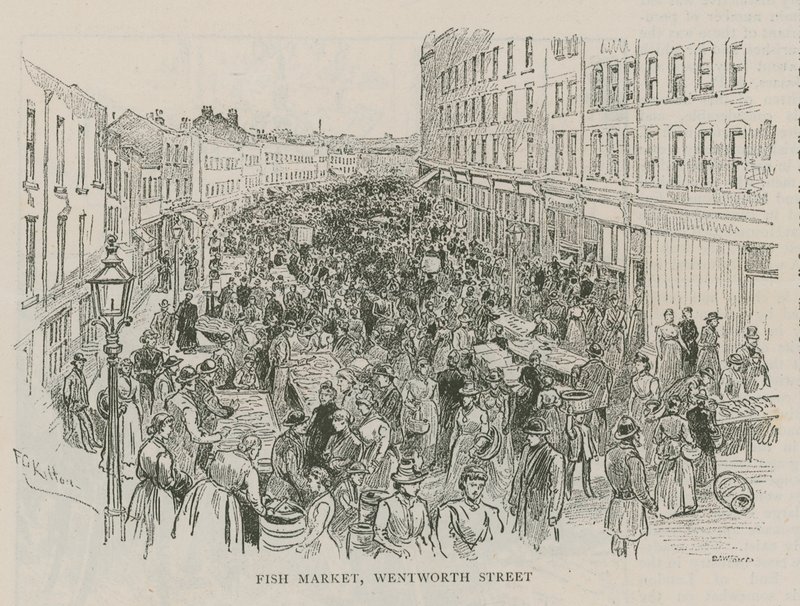Vismarkt, Wentworth Street, Londen door English School