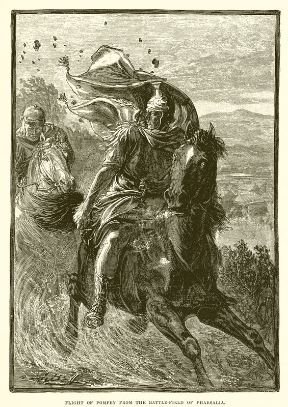 Vlucht van Pompeius van het slagveld van Pharsalia door English School