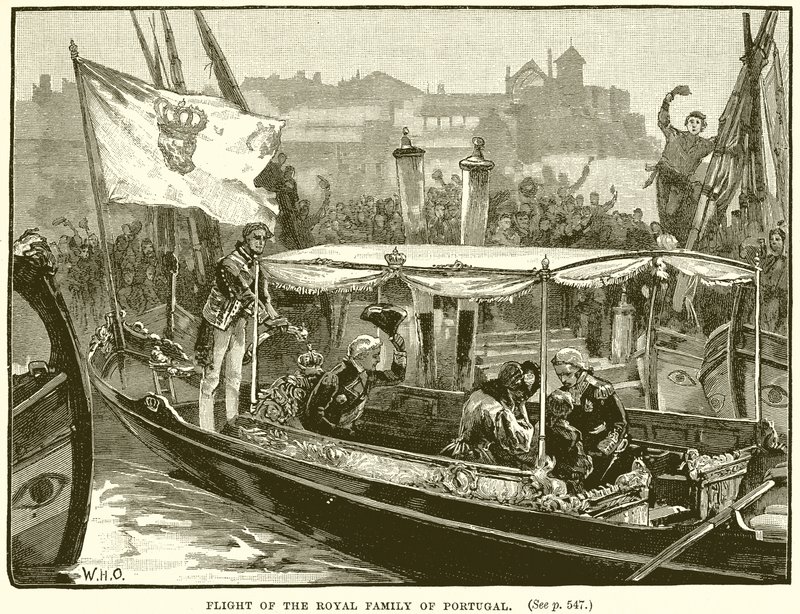 Vlucht van de Koninklijke Familie van Portugal door English School