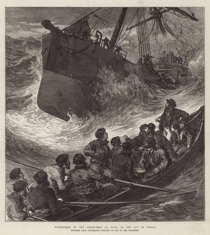 Vergaan van het stoomschip La Plata in de Golf van Biskaje door English School