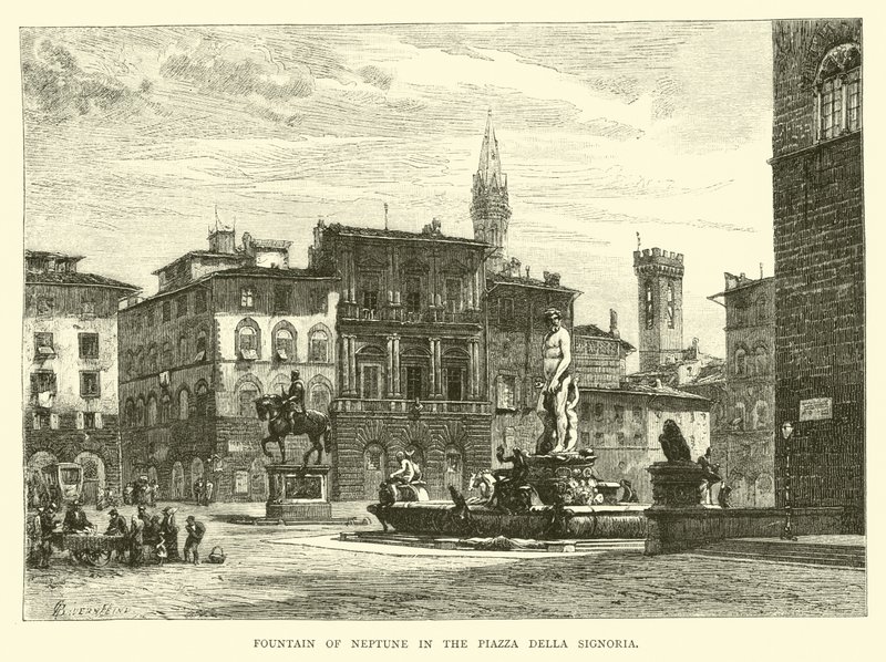 Fontein van Neptunus op het Piazza della Signoria door English School