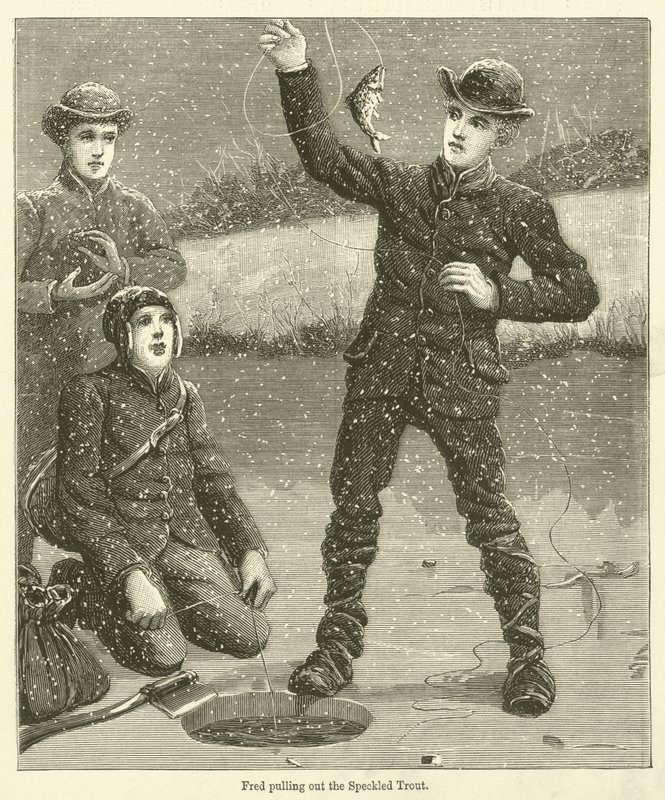 Fred haalt de gestreepte forel tevoorschijn (gravure) door English School