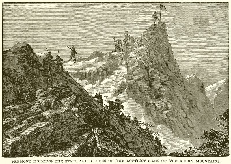 Fremont hijst de sterren en strepen op de hoogste piek van de Rocky Mountains door English School
