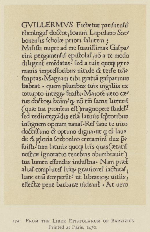 Uit de Liber Epistolarum van Barzizius, gedrukt in Parijs door English School