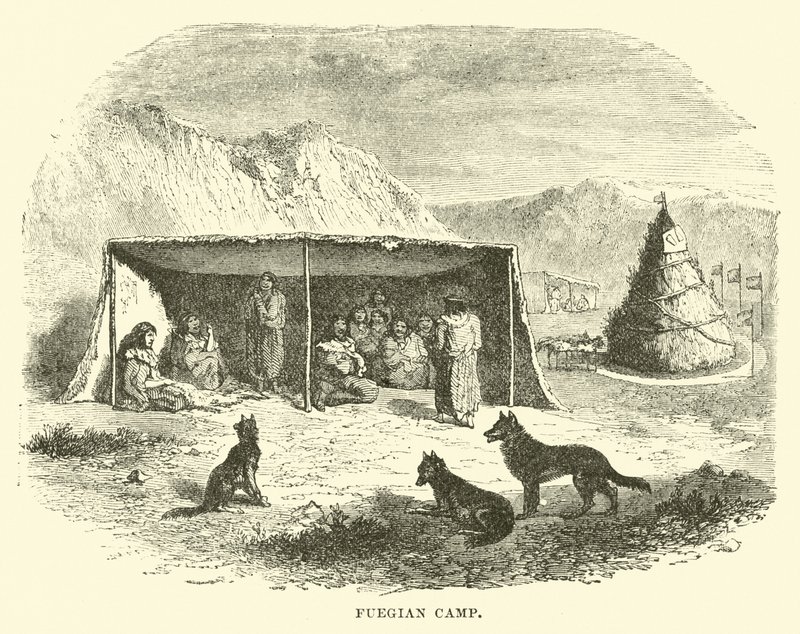 Fuegiaans kamp, Tierra del Fuego, 1890 door English School