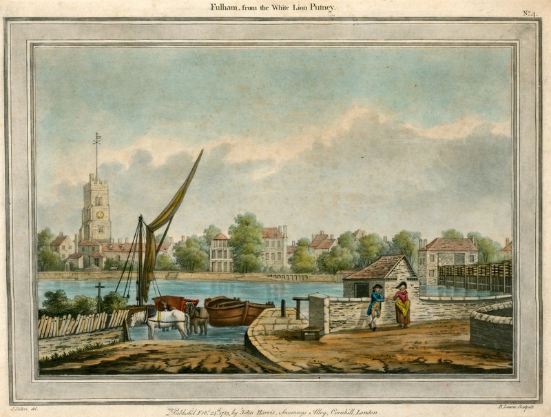 Fulham, Londen, vanaf de White Lion, Putney door English School