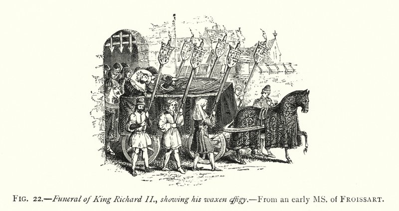 Begrafenis van Koning Richard II, met zijn wassen beeld door English School