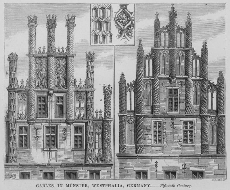 Gevels in Münster, Westfalen, Duitsland door English School