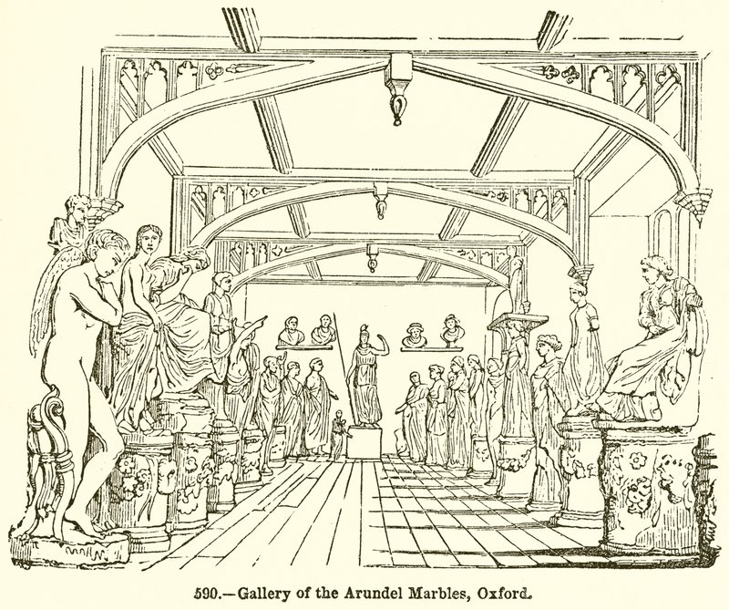 Galerij van de Arundel Marbles, Oxford (gravure) door English School