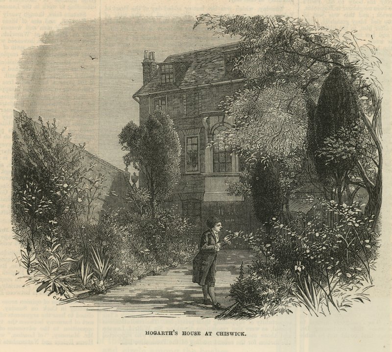 Tuin bij het huis van William Hogarth door English School