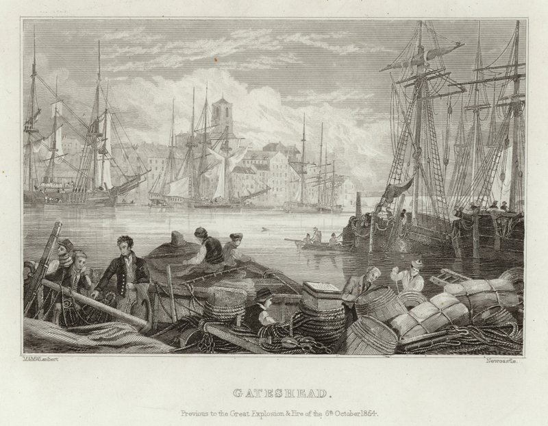 Gateshead voor de grote explosie en brand van 6 oktober 1854 door English School