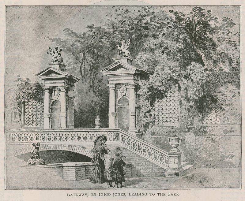 Poort, door Inigo Jones, leidend naar het park, Holland House door English School