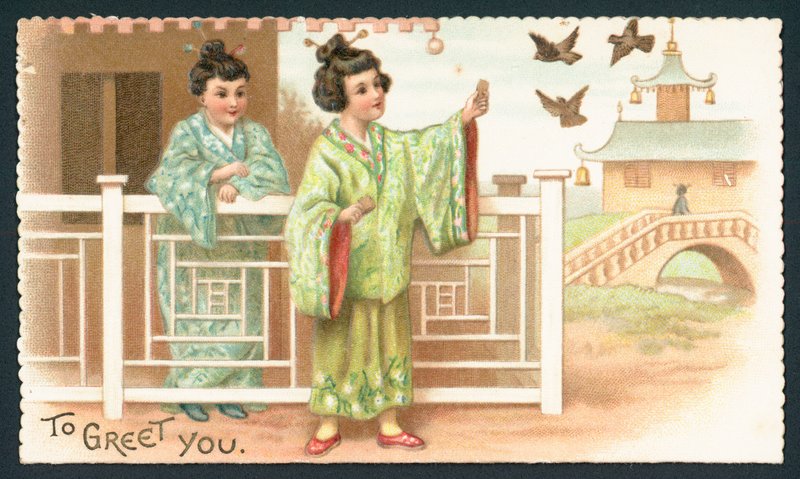 Geisha Meisjes Voeren Vogels door English School