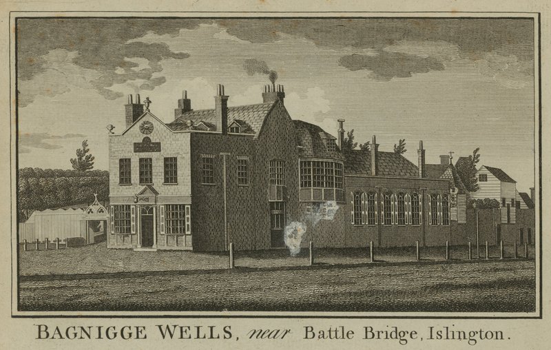 Algemeen overzicht van Bagnigge Wells door English School