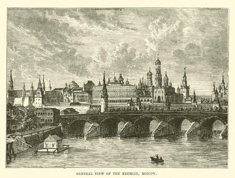 Algemeen uitzicht op het Kremlin, Moskou door English School