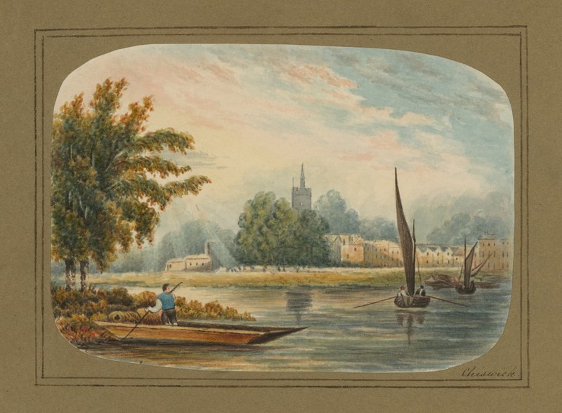 Algemeen uitzicht over de rivier de Theems bij Chiswick door English School