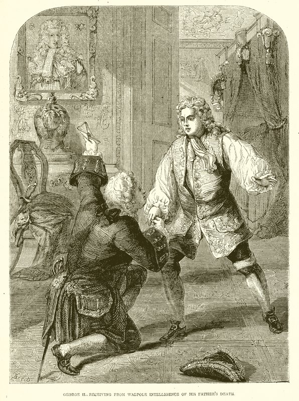 George II ontvangt van Walpole het nieuws over de dood van zijn vader door English School