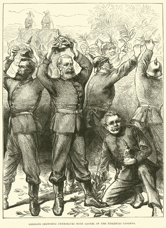 Duitsers kronen zichzelf met laurier in de Tuilerieën, maart 1871 door English School
