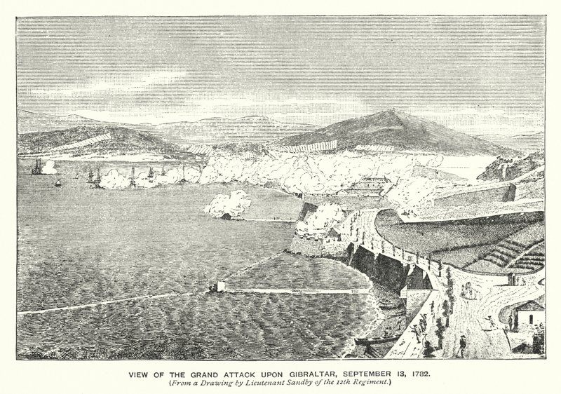 Gibraltar: Uitzicht op de Grote Aanval op Gibraltar door English School