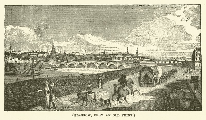 Glasgow, van een oude prent (gravure) door English School