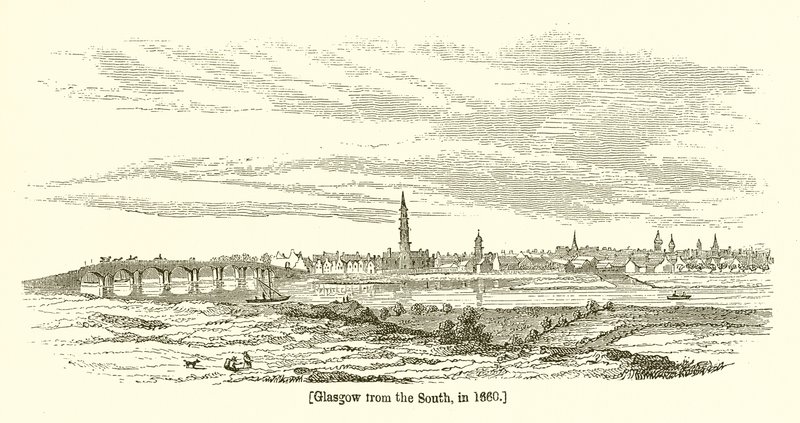 Glasgow vanuit het zuiden, in 1660 door English School