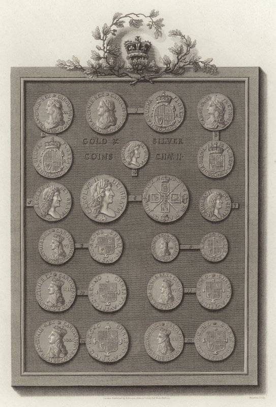 Gouden en Zilveren Munten, Karel II door English School