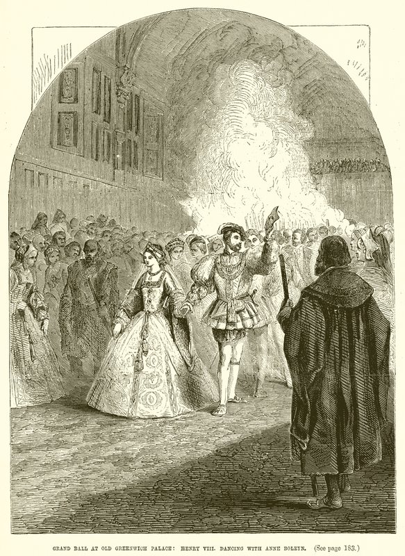 Groot bal in het oude Greenwich Palace: Hendrik VIII danst met Anne Boleyn door English School
