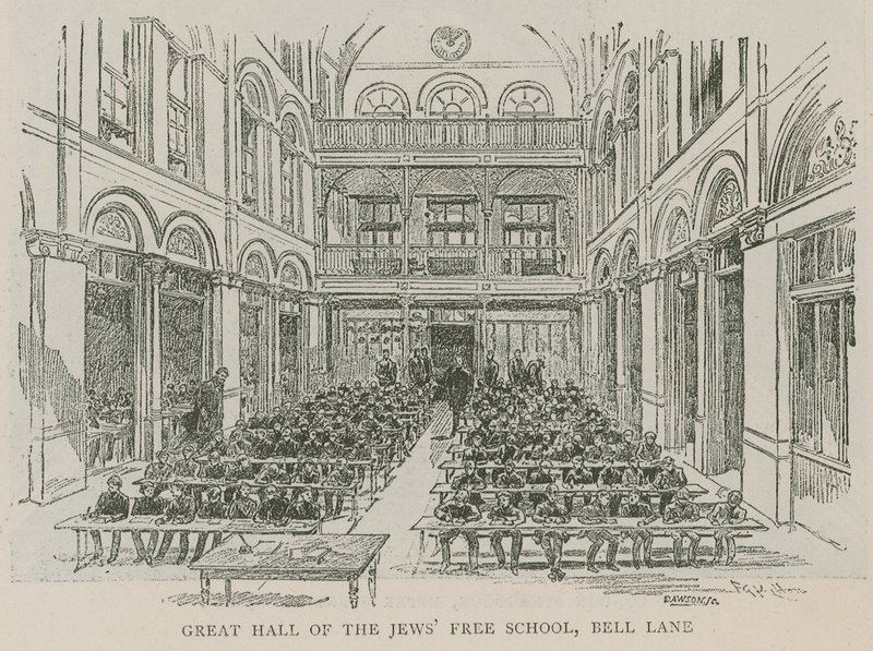 Grote Zaal van de Joodse Vrije School, Bell Lane, Londen door English School