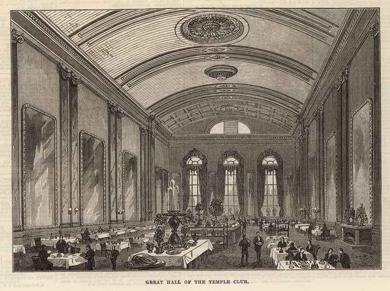 Grote hal van de Temple Club, Londen door English School